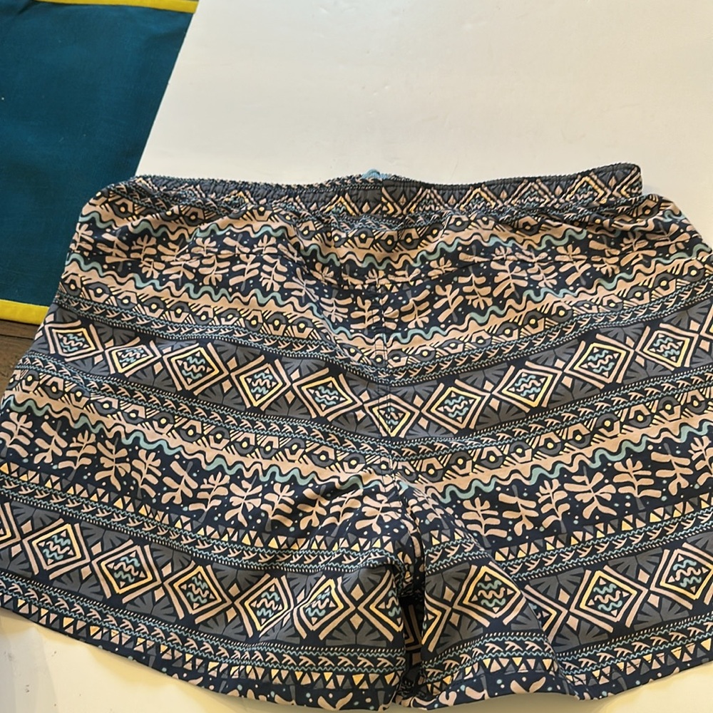 Patagonia Women's baggies 5 inch Geometric Patterned Shorts - Blue and Cream - Picture 5 of 5